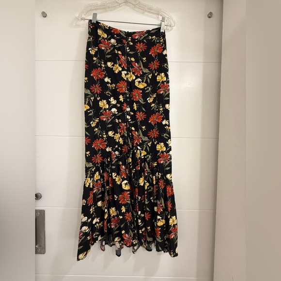 Forever 21 Black Maxi Skirt with Red and Yellow Floral Print. XS. - Picture 3 of 4